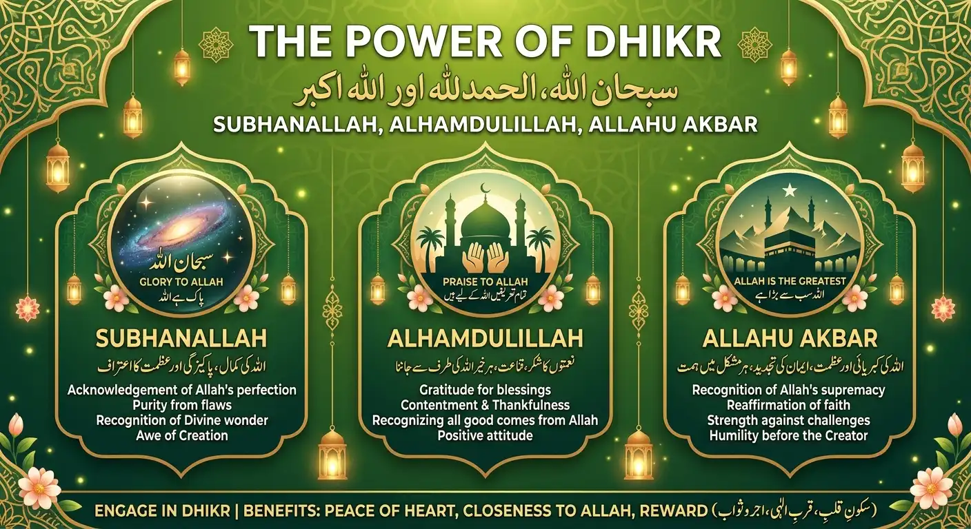Subhanallah Alhamdulillah Allahu Akbar Islamic remembrance