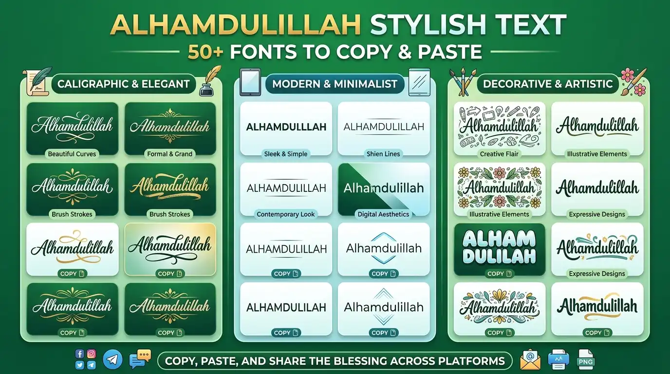 Alhamdulillah Stylish Text: 50+ Fonts to Copy & Paste